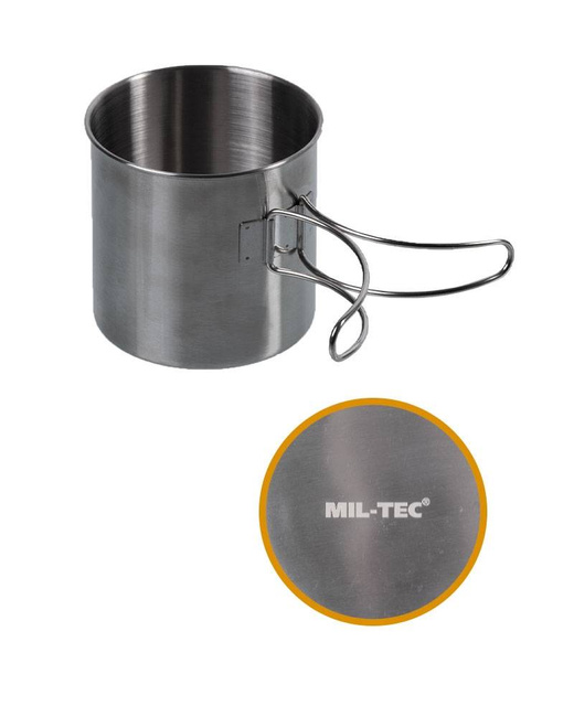 STAINLESS STEEL MUG WITH FOLDABLE HANDLE - Mil-Tec - 800 ML