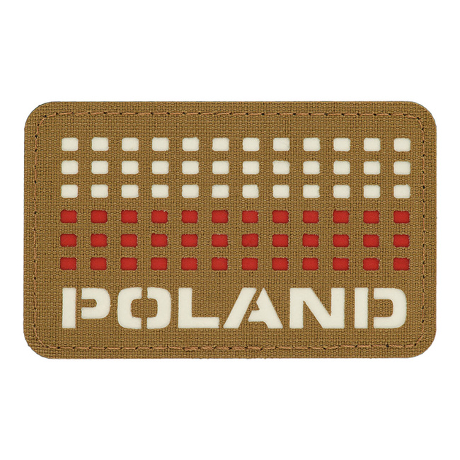 PATCH POLAND (WITH FLAG) LASER CUT 8x5 CM - COYOTE/WHITE/RED - M-TAC