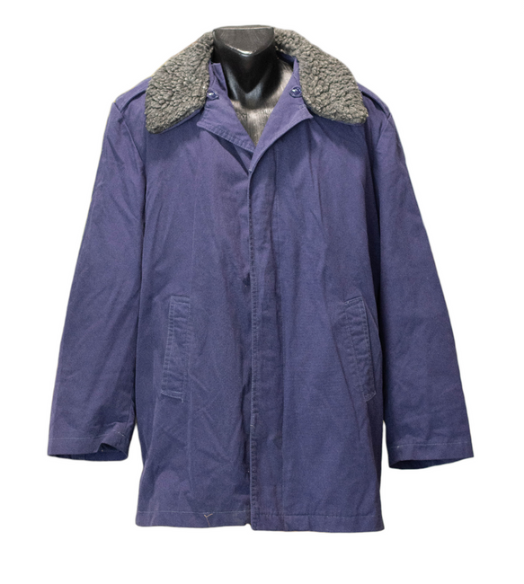 WINTER COAT - NAVY BLUE - ROMANIAN ARMY MILITARY SURPLUS - USED