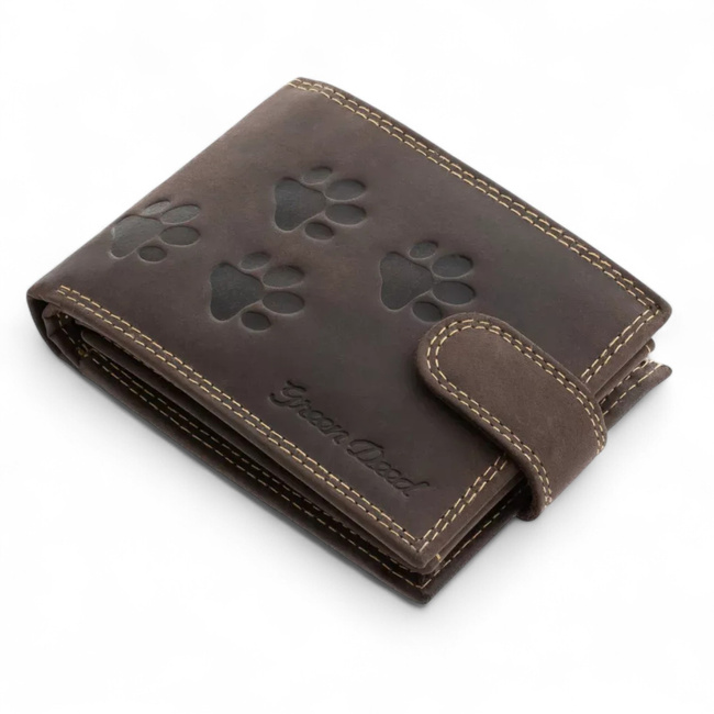 Leather Wallet for Hunters with Print - Dog Paw - GreenDeed