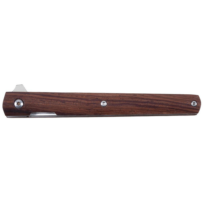 SLIM FOLDING KNIFE WITH WOODEN HANDLE AND SHEATH - FOX OUTDOOR