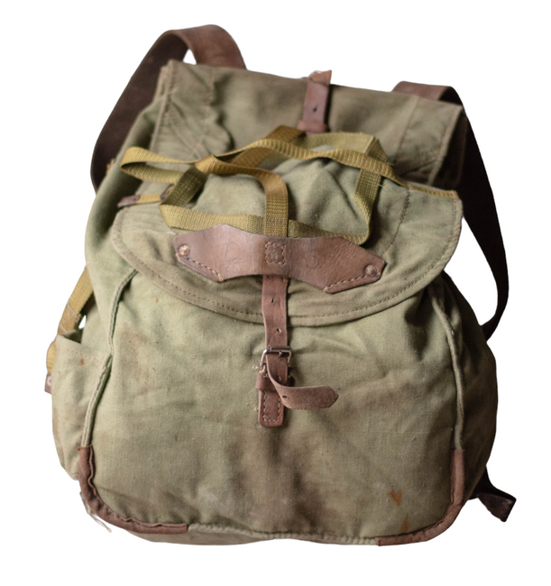 Military Rucksack- Cold War Romanian army (Canvas) - vintage rare - OD Green - Used