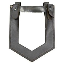 PROTECTIVE LEATHER POUCH FOR FOLDABLE SHOVEL - MILITARY SURPLUS EAST GERMAN ARMY NVA - GREY - USED