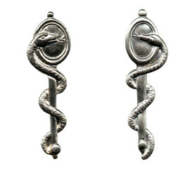 PAIR OF RANK INSIGNIA - MEDICAL/HEALTH - ROMANIAN ARMY MILITARY SURPLUS - SILVER - IN GOOD CONDITION