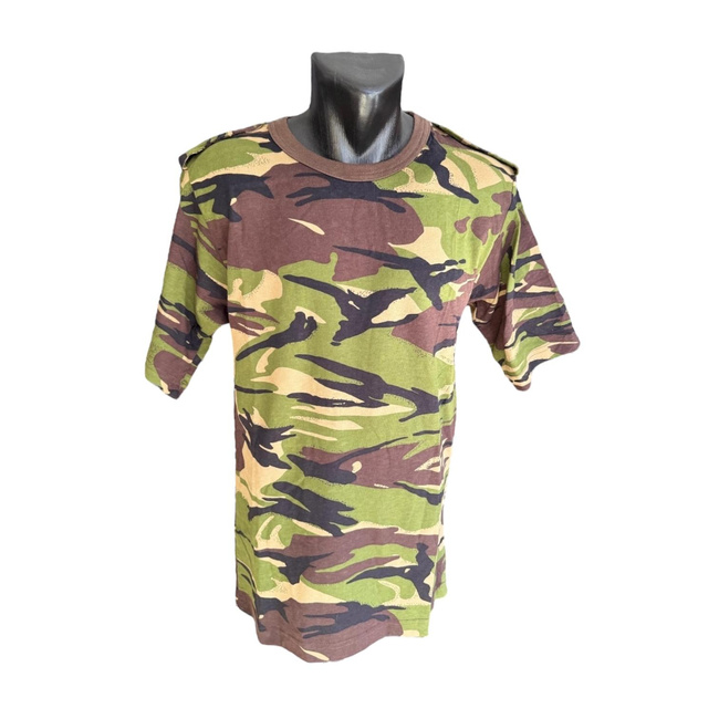 Military T-Shirt with Collar and Epaulettes - Romanian Army Military Surplus - Forest Mosaic Camouflage - Like New