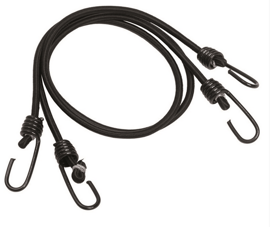 BLACK ELASTIC SHOCK CORDS WITH HOOKS (PAIR)