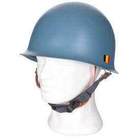 HELMET WITH PVC INNER LINING - M51 - BELGIAN ARMY MILITARY SURPLUS - LIGHT BLUE - USED