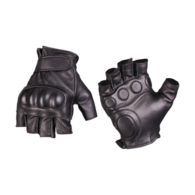 TACTICAL FINGERLESS GLOVES - LEATHER - MIL-TEC - BLACK