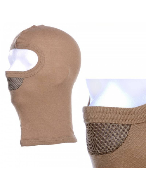 Balaclava, Cotton Balaclava with one hole and mesh insert, sand - 101 INC