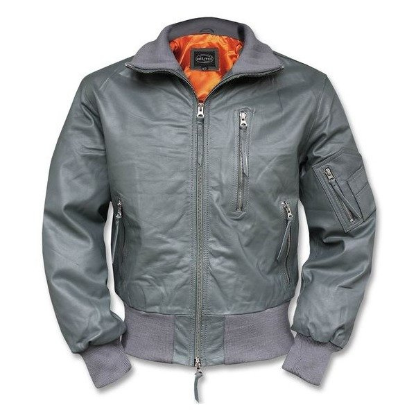 GERMAN LEATHER FLIGHT JACKET - Mil-Tec - GREY