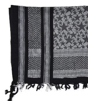 Shemagh scarf - white/black stars