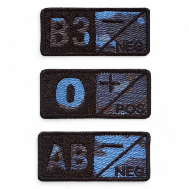 BLOOD GROUP A- badge embroidered on combat naval forces (navy) with black thread - hook and loop application - 7 x 3,5 cm