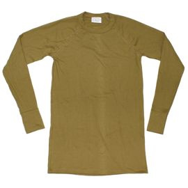 LONG SLEEVE UNDERSHIRT - OD GREEN - NETHERLANDS MILITARY SURPLUS - USED