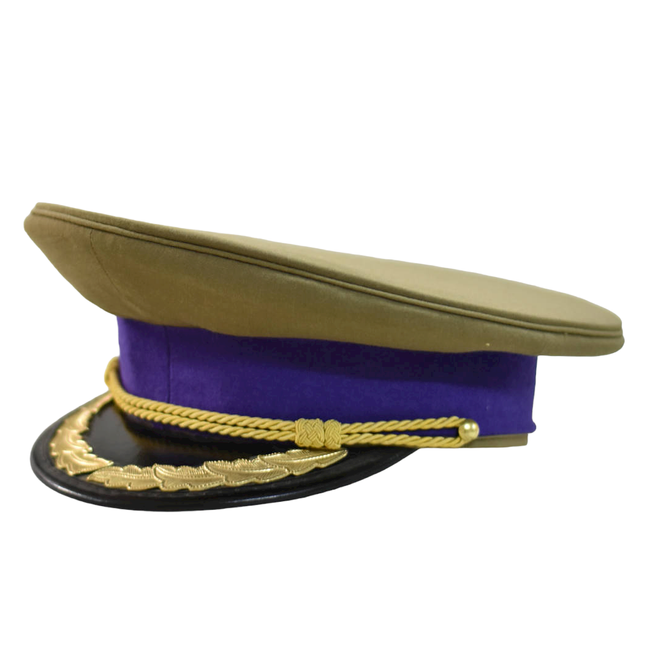 Non-Commissioned Officers Cap - Quartermaster - Ceremonial Model with Cord and Gold Embroidery - Romanian Army Military Surplus - Purple/OD Green - Good Condition