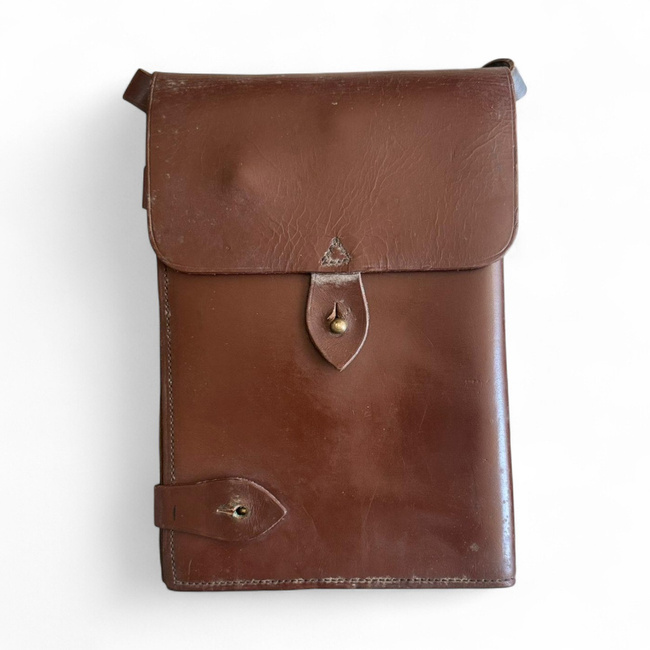 Leather Map Case - Military Porthart RSR Era - Officer - Romanian Army Surplus - Brown - Like New