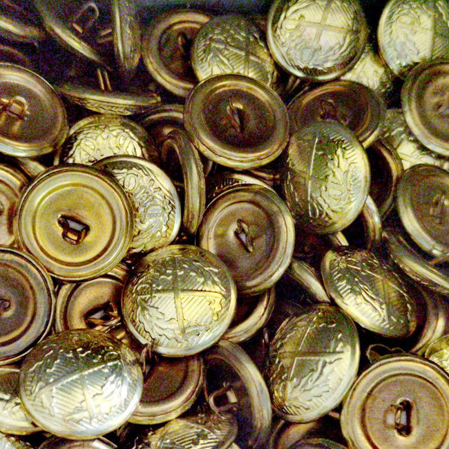 Golden metal buttons - 1,4 cm - SURPLUS MILITARY ROMANIAN ARMY - TERRESTRIAL FORTS (set of 10)