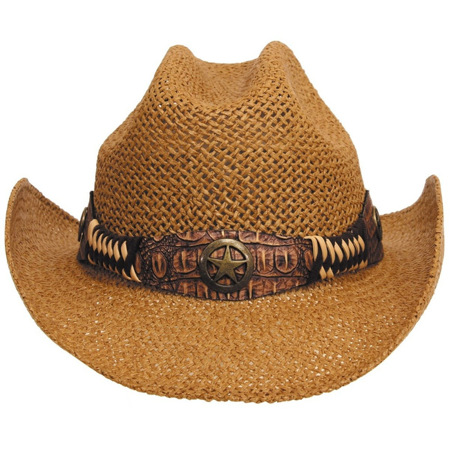 Strawhat, "Georgia", brown, w/hatband, one size fits all