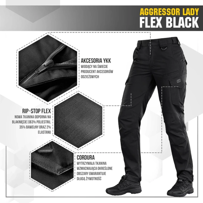 AGGRESSOR LADY FLEX TACTICAL TROUSERS, BLACK - M-TAC