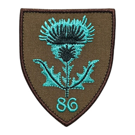 EMBLEMA - BAZA 86 BORCEA - DESIGN EXCLUSIV PENTRU MILITARI - BRODATA PE SUPORT KHAKI