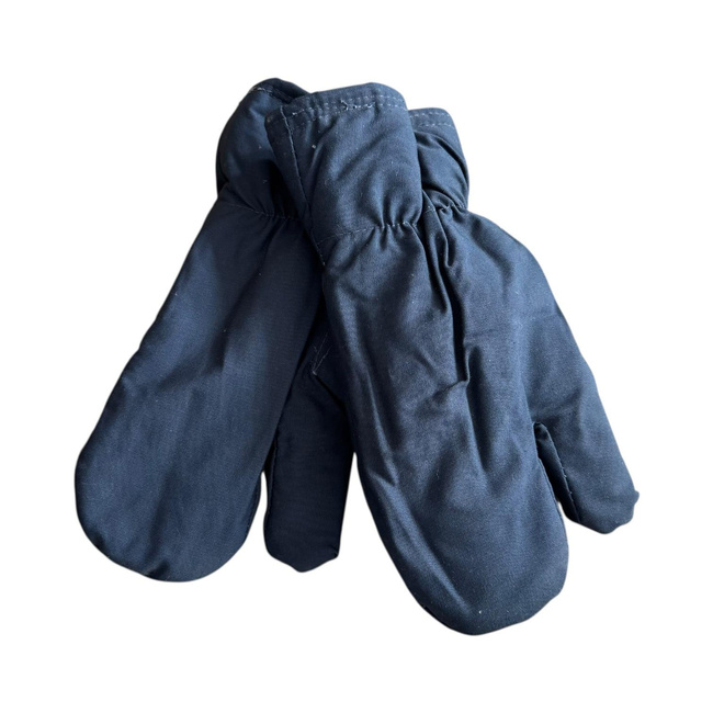 Insulated Protective Gloves Made from Military Tarpaulin Material, 3-Finger Design - Romanian Army Military Surplus - Dark Blue - In Good Condition