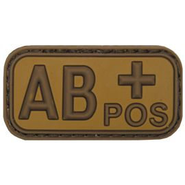 3D VELCRO PATCH - 5 x 2.5 CM - MFH® - BROWN/KHAKI - BLOOD GROUP "AB POS"