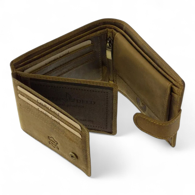 Leather Wallet for Hunters with Print - Pheasant - Brown - GreenDeed