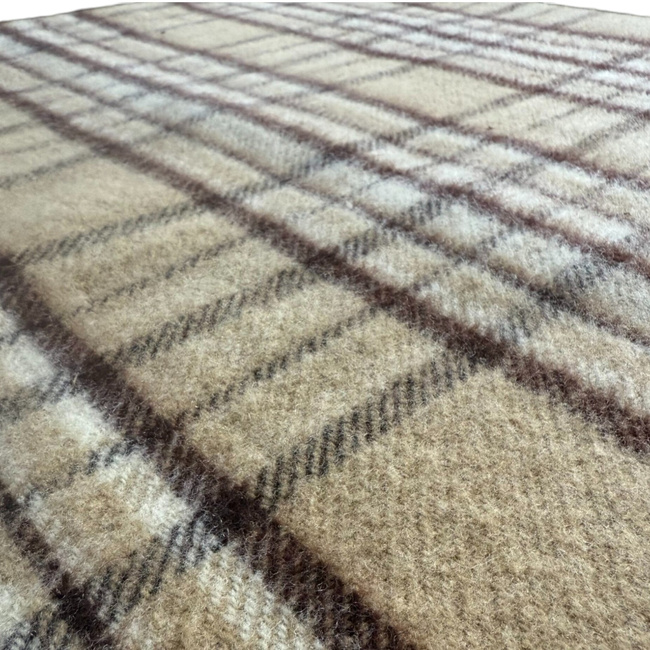 Merino Wool Blanket with Premium Box - Autumn Model - Classic - 150x200 cm - Brown/Beige Checkered