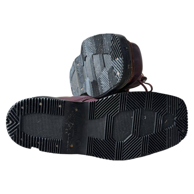 LEATHER MILITARY BOOTS - MOUNTAIN HUNTERS - MILITARY SURPLUS ROMANIAN ARMY- DARK RED - LIKE NEW