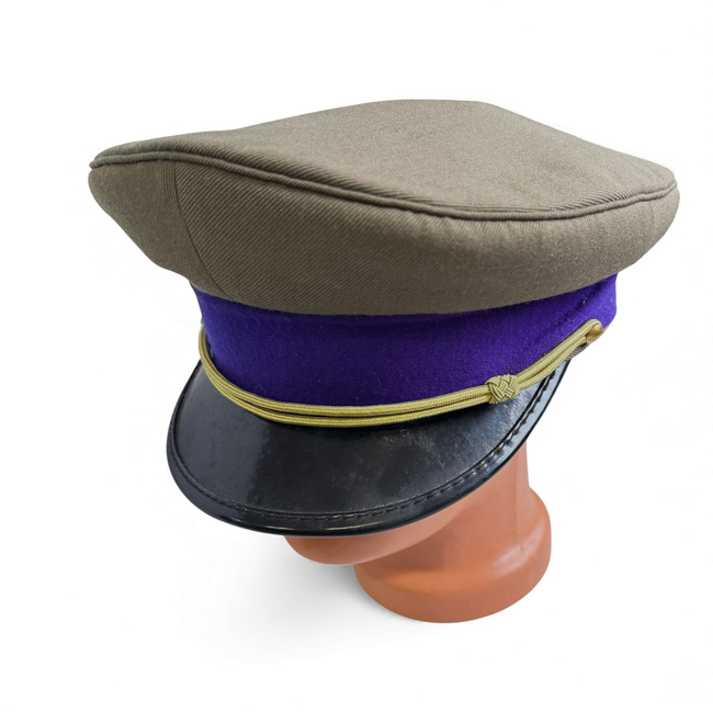 Non-Commissioned Officers Cap - Quartermaster - Ceremonial Model with Cord and Gold Embroidery - Romanian Army Military Surplus - Purple/OD Green - Good Condition