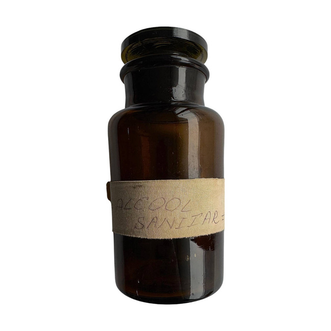 VINTAGE GLASS - 1980 - VASE - BROWN - ROMANIAN ARMY MILITARY SURPLUS - IN GOOD CONDITION