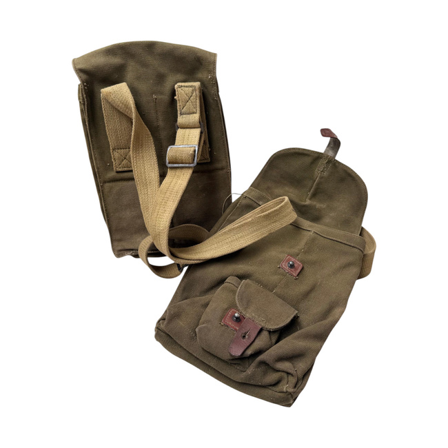 MILITARY CANVAS MAGAZINE HOLDER - ROMANIAN ARMY SURPLUS - OD GREEN - USED