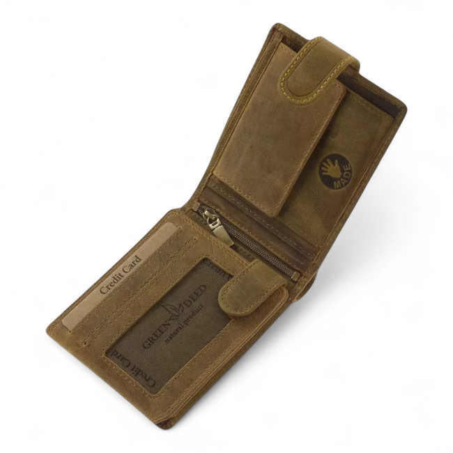 Leather Wallet for Hunters with Print - Bear - GreenDeed