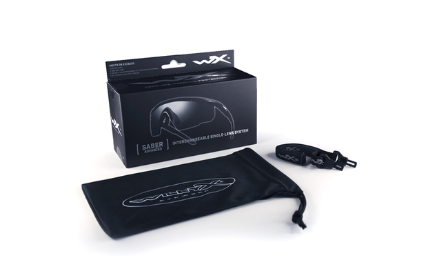 BALLISTIC SUNGLASSES - SABER ADVANCED - WILEY X - GREY/ CLEAR - BLACK FRAME