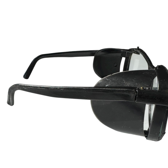 Glasses with Transparent Lenses and Detachable Side Shields - Black Frame - Romanian Army Military Surplus - In Good Condition