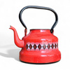 ENAMEL TEAPOT WITHOUT LID - VINTAGE - RUSTIC MOTIF - ROMANIAN ARMY MILITARY SURPLUS - RED - IN GOOD CONDITION