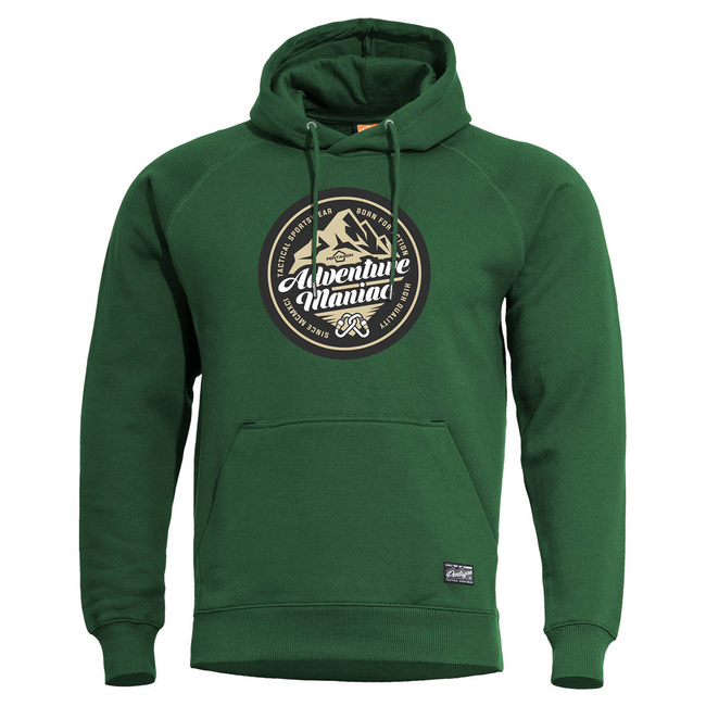 SWEATER WITH HOOD - "PHAETON ADVENTURE MANIAC" - PENTAGON® - SPRING BOK GREEN