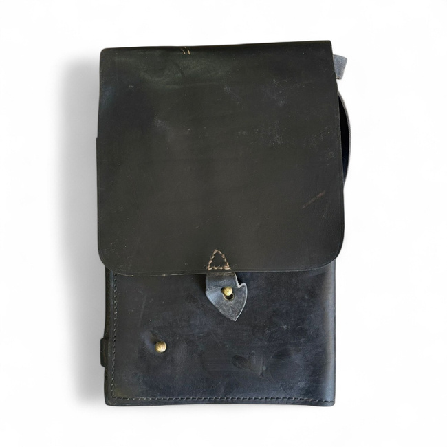 Leather Map Case - Military Porthart RSR Era - Officer - Romanian Army Surplus - Black - Like New