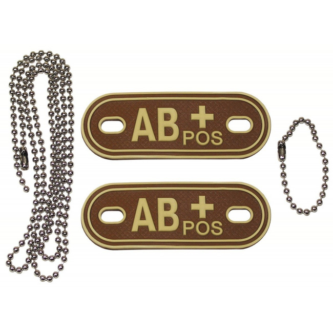 Blood Group Marker, chains, dog tags, desert, "AB POS", 3D
