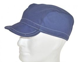 WORKING CAP WITH ELASTIC BAND - MILITARY SURPLUS FROM THE EAST GERMAN ARMY (NVA) - BLUE