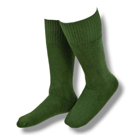 Long Winter Socks - Terry Wool - Dutch Army Military Surplus - OD Green - Used