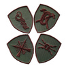 EMBLEMA SEMN DE ARMA MANECA SCUT - GENIU - BRODATA PE SUPORT KAKI CU FIR MARO