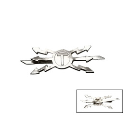 RANK INSIGNIA - 1 PIECE - TRANSMISSIONS - ROMANIAN ARMY MILITARY SURPLUS - SILVER - IN GOOD CONDITION