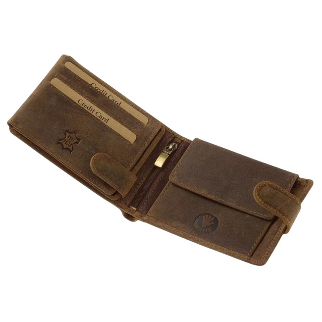 Leather Wallet for Hunters with Print - Mouflon - Brown - GreenDeed