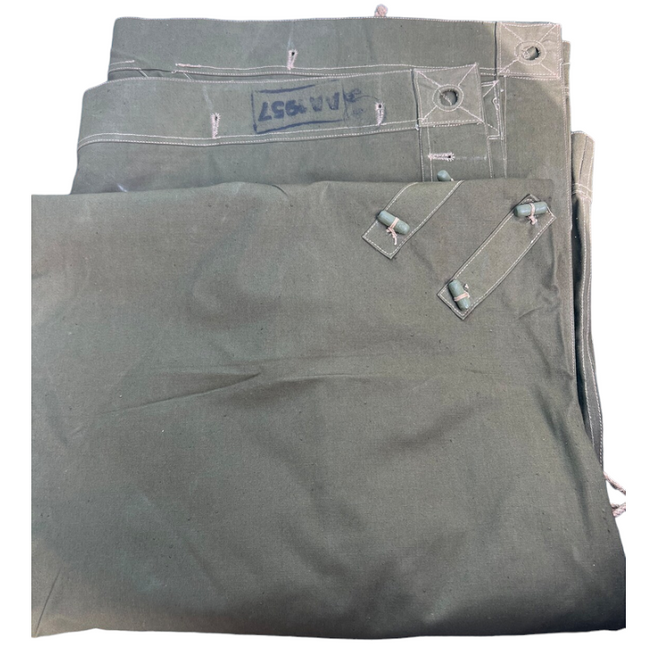 Rare Romanian 1957 military shelter tarpaulin halftent pale green poncho 180 x 180 cm - like new