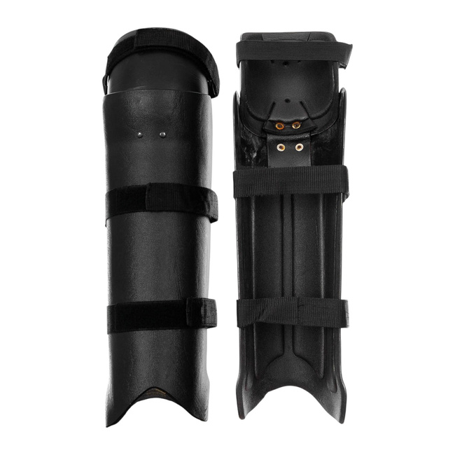 PAIR OF KNEE AND SHIN PROTECTORS - BLACK - BRITISH ARMY MILITARY SURPLUS - USED