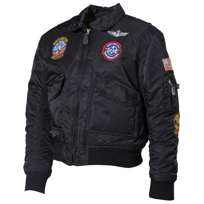 US Pilot Jacket, CWU, Kids, black, with patches