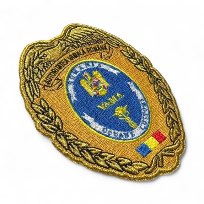 Emblema Maneca Vama - Noua - 10,5 x 8,1 cm - Broderie de Calitate pentru Uniformele Vamale - Cu aplicare prin coasere