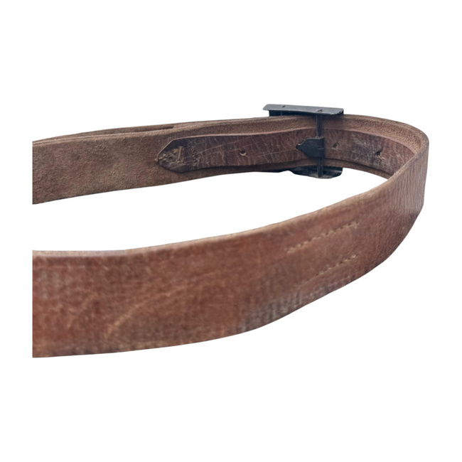 BROWN LEATHER BELT WITH BLACK BUCKLE - ROMANIAN ARMY MILITARY SURPLUS - USED