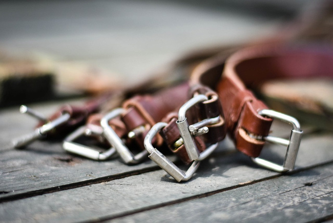 MILITARY LEATHER BELT - WITH BUCKLE - ROMANIAN ARMY SURPLUS - USED