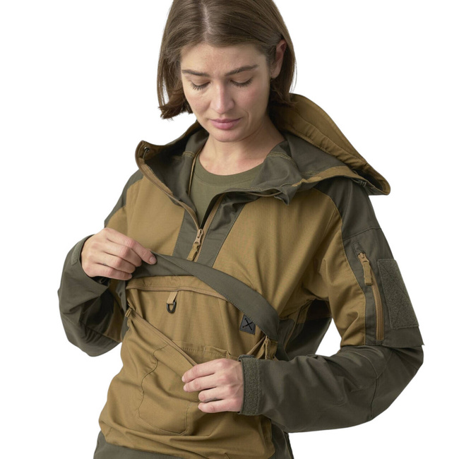 Unisex Tracer Anorak Jacket - Polycotton Stretch Ripstop - Coyote / Taiga Green - Helikon Tex